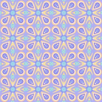 Seamless geometric pattern on a blue and lilac background. Fantasy colorful o Stock Illustration
