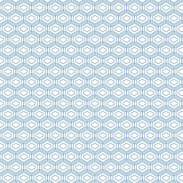 Seamless geometric pattern of blue and white hexagons Stock Illustration