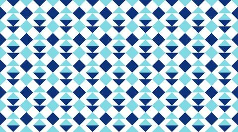Seamless geometric pattern with blue and white diamonds and triangles in a .. Illustrazione stock