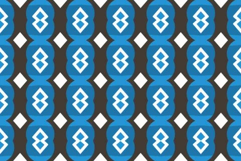 Seamless geometric pattern. In blue, black, white colors. Stock Illustration