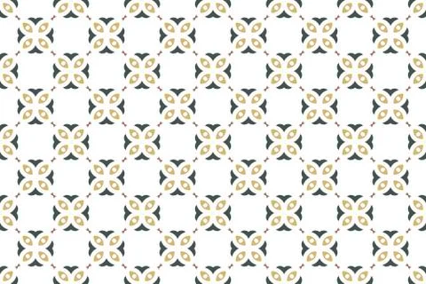 Seamless geometric pattern. Blue, brown colors on white background. Stock Illustration