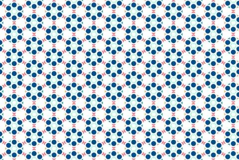 Seamless geometric pattern. Blue, turquoise, brown, red colors on white backg Stock Illustration