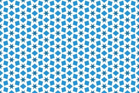 Seamless geometric pattern. In blue, white colors. Stock Illustration