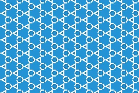 Seamless geometric pattern. In blue, white colors. Stock Illustration