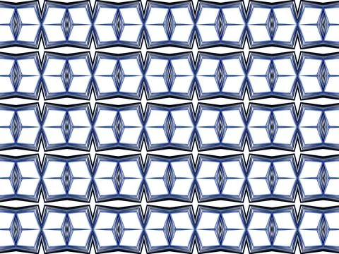 Seamless geometric pattern in blue on white background Stock Illustration