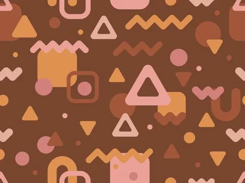 Seamless geometric pattern boho colors. Memphis geometric shapes in 80s style Stock Illustration