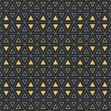 Seamless geometric pattern with bold triangle and interweaving thin lines, he Stock Illustration