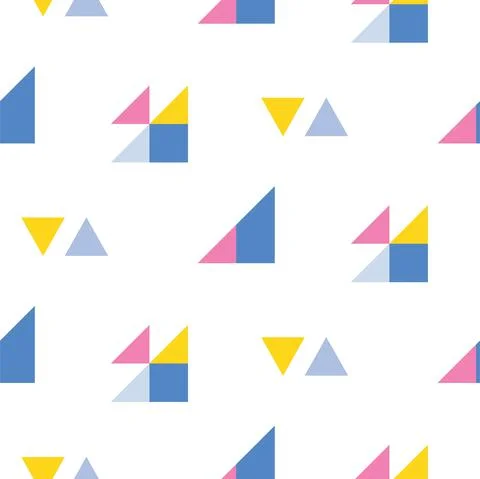 Seamless geometric pattern with bright triangles and blocks. Stock Illustration