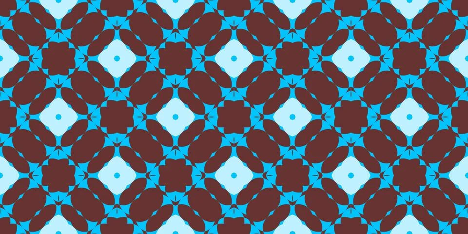 Seamless geometric pattern with brown and blue shapes forming a symmetrical.. Stock Illustration