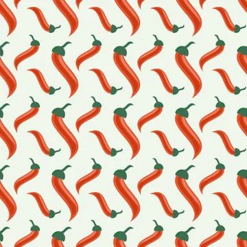 Seamless geometric pattern with cartoon red hot chili peppers Stock Illustration