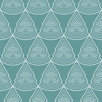 Seamless Geometric Pattern Of Christmas Trees. New Year. White Pattern On A B Stock Illustration