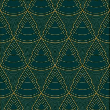 Seamless Geometric Pattern Of Christmas Trees. New Year. Gold Pattern On A Da Stock Illustration