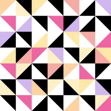 Seamless geometric pattern with colored triangular elements Stock Illustration