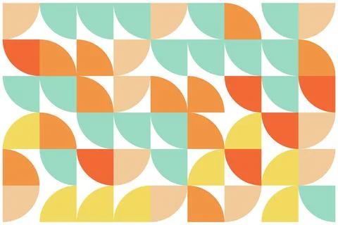 Seamless geometric pattern with colorful half circles and squares in yellow Illustrazione stock
