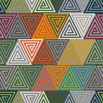 Seamless geometric pattern with colorful triangles in vintage style. Illustrazione stock