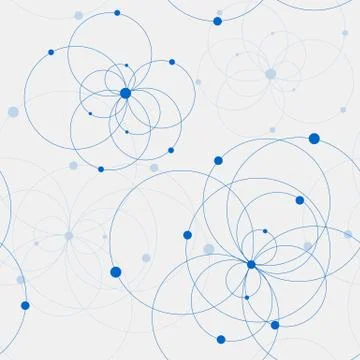 Seamless geometric pattern with connected circles and dots. Stock Illustration