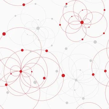 Seamless geometric pattern with connected circles and dots. Stock Illustration