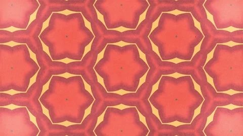 Seamless Geometric Pattern with Coral and Red Hexagons and Stars, Repeating.. Stock Footage 302249509