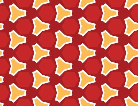 Seamless geometric pattern. Dark and light red, yellow, white shapes. Stock Illustration