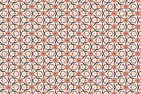 Seamless geometric pattern design illustration. In red, black colors on white Stock Illustration