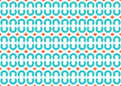 Seamless geometric pattern design illustration. In blue, orange colors on whi Stock Illustration