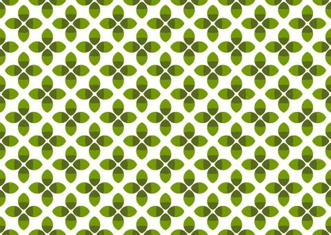 Seamless geometric pattern design illustration. In green, white colors. Stock Illustration
