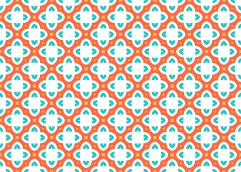 Seamless geometric pattern design illustration. In blue, orange, yellow color Stock Illustration