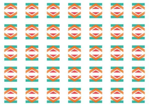Seamless geometric pattern design illustration. In blue, orange, red colors o Stock Illustration
