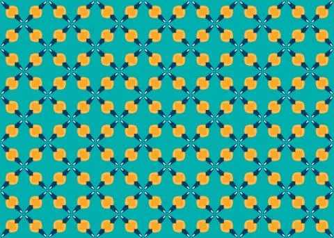 Seamless geometric pattern design illustration. In blue, yellow, white colors Stock Illustration