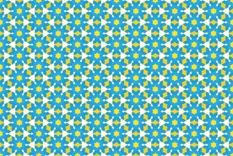 Seamless geometric pattern design illustration. In blue, yellow, white colors Illustrazione stock