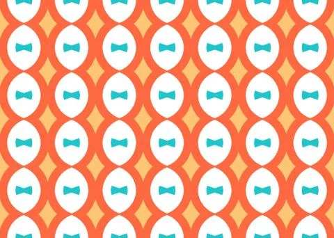 Seamless geometric pattern design illustration. In yellow, orange, blue, whit Stock Illustration