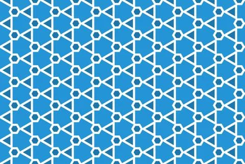 Seamless geometric pattern design illustration. In blue, white colors. Stock Illustration