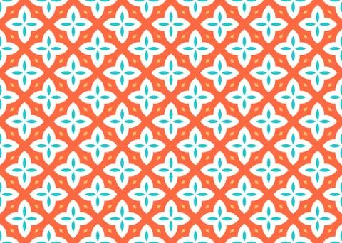 Seamless geometric pattern design illustration. In orange, yellow, blue, whit Stock Illustration
