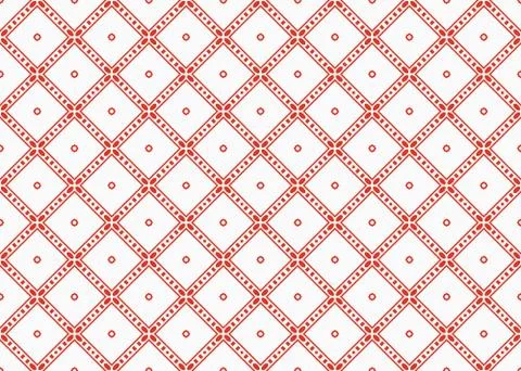 Seamless geometric pattern design illustration. In red, white colors. Stock Illustration