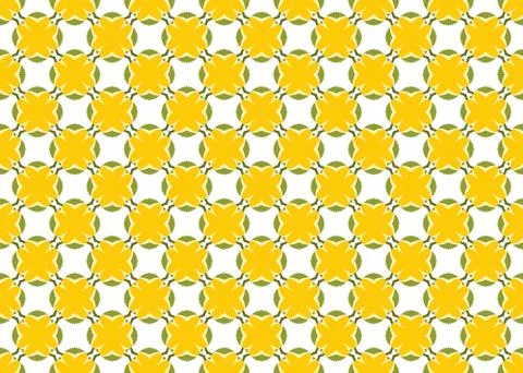 Seamless geometric pattern design illustration. In green, yellow colors on wh Stock Illustration