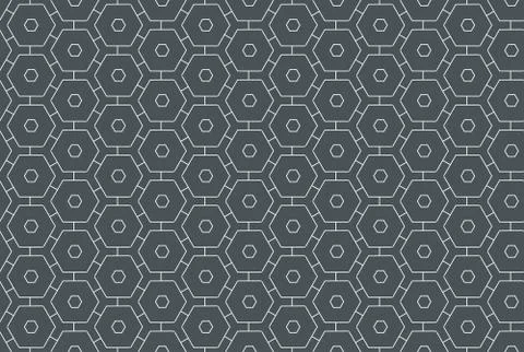 Seamless geometric pattern design illustration. In dark grey, white colors. Stock Illustration