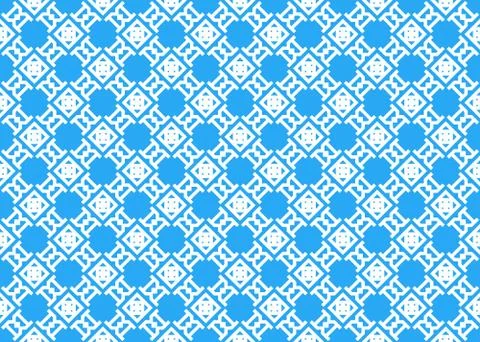 Seamless geometric pattern design illustration. In blue, white colors. Stock Illustration