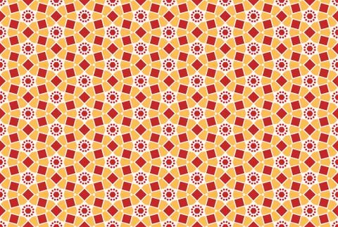 Seamless geometric pattern design illustration. In red, yellow, white colors. Stock Illustration