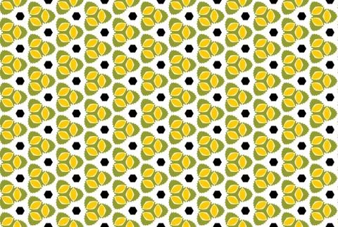 Seamless geometric pattern design illustration. In green, yellow, black, whit Stock Illustration