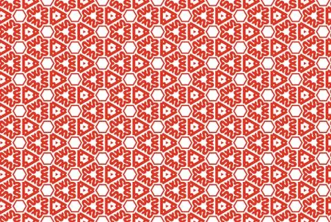 Seamless geometric pattern design illustration. In red, white colors. Stock Illustration