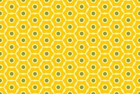 Seamless geometric pattern design illustration. In yellow, green colors. Stock Illustration