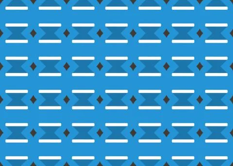 Seamless geometric pattern design illustration. In blue, white, black colors. Stock Illustration