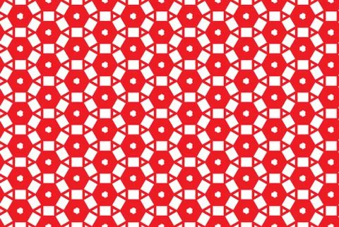 Seamless geometric pattern design illustration. In red, white colors. Stock Illustration