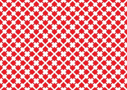 Seamless geometric pattern design illustration. In red, white colors. Stock Illustration
