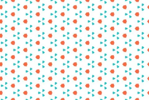 Seamless geometric pattern design illustration. In blue, orange colors on whi Illustrazione stock