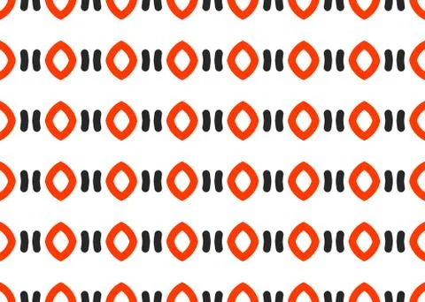 Seamless geometric pattern design illustration. In red, black colors on white Stock Illustration