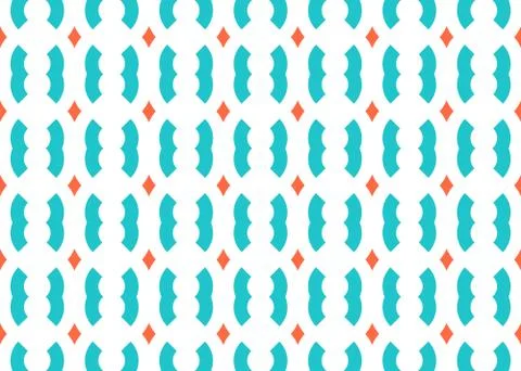 Seamless geometric pattern design illustration. In blue, orange colors on whi Stock Illustration