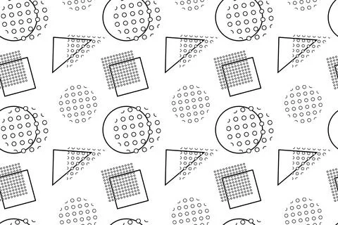 Seamless Geometric Pattern with Dotted Shapes in Black and White 스톡 일러스트