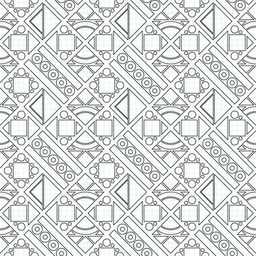 Seamless Geometric Pattern, Drawn on Checkered Notebook Stock Illustration