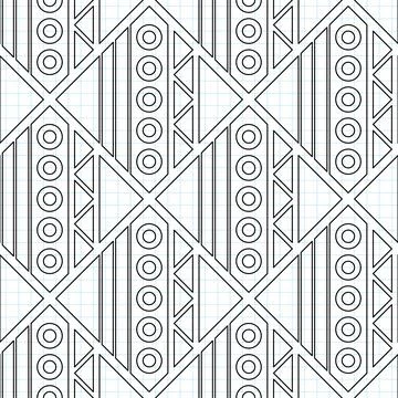 Seamless Geometric Pattern, Drawn on Checkered Notebook Stock Illustration